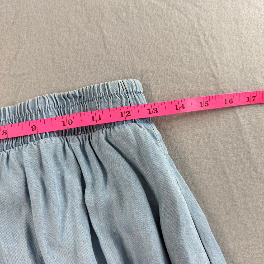 Chambray Maxi Boho Skirt Women Small Light Blue Elastic Waist Hippie Cottagecore - Picture 4 of 6